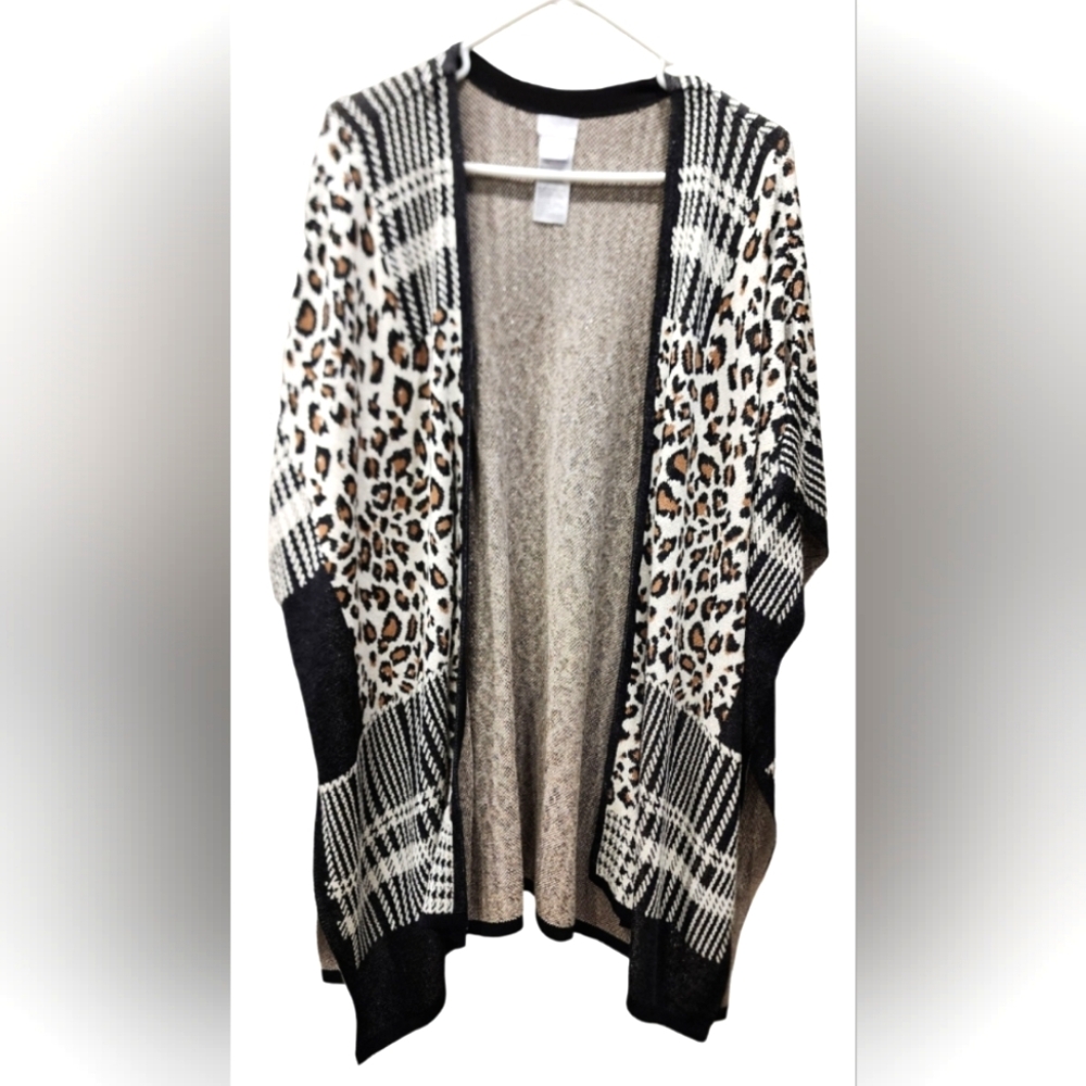 Chico's mixed print short sleeve sweater, size S/M